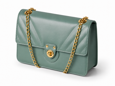 Vogue bag in pale green front angle